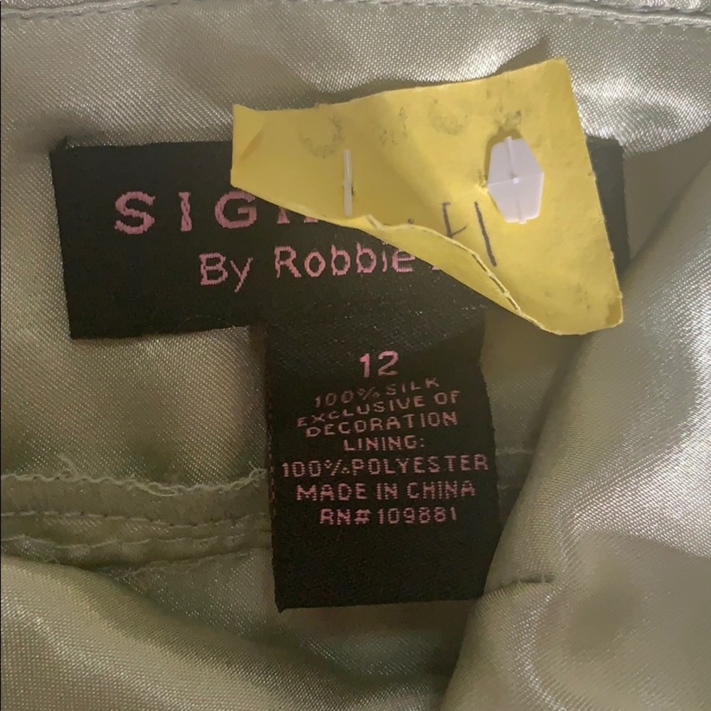 Signature By Robbie Bee Size 12 Green 100%silk - Picture 5 of 8